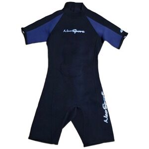 Kids Short Sleeve One-Piece Wetsuit - Black & Navy
